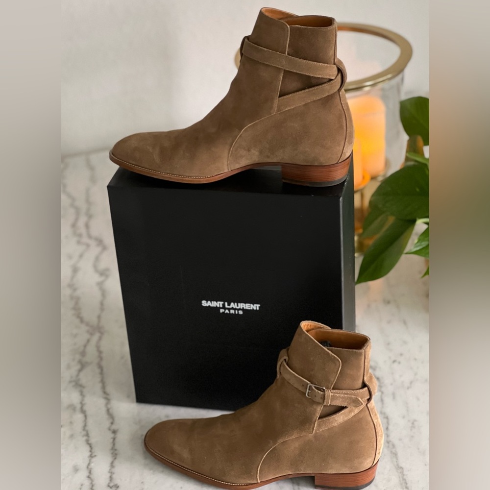 Saint Laurent Wyatt Jodhpur Suede Ankle Boots ~ EU 46/ US 13